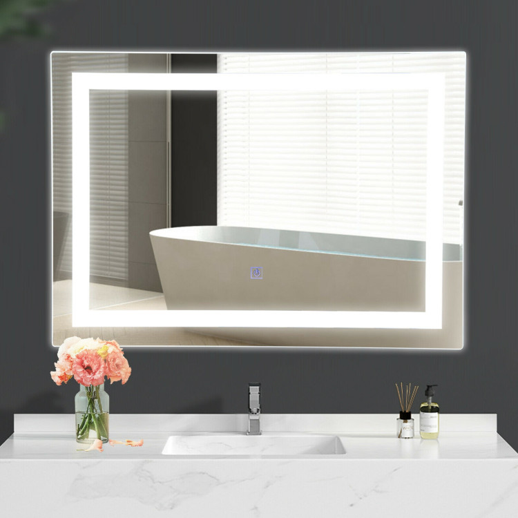 27.5 Inch LED Wall-Mounted Rect Bathroom Mirror with TouchCostway Gallery View 2 of 13