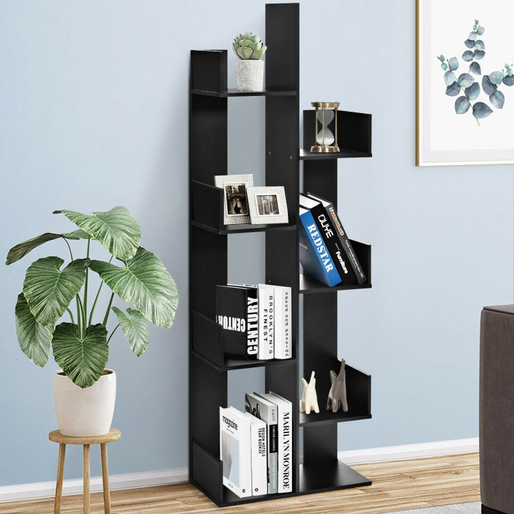 8-Tier Bookshelf Bookcase with 8 Open Compartments Space-Saving Storage Rack -BlackCostway Gallery View 10 of 12