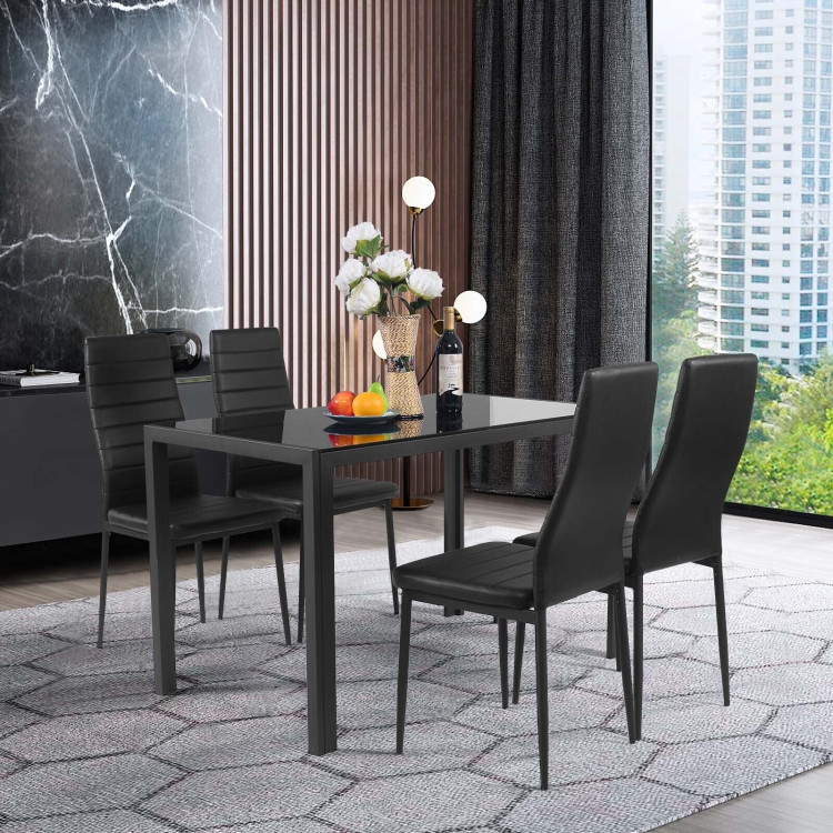 4 Pieces Modern Leather Dinning Chairs Set with Metal FrameCostway Gallery View 2 of 10