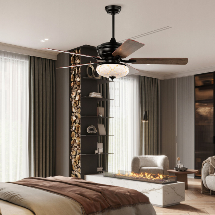 52 Inch Ceiling Fan with 3 Wind Speeds and 5 Reversible Blades-BlackCostway Gallery View 6 of 10