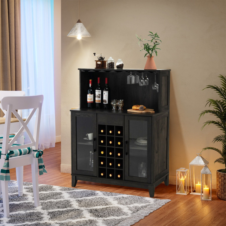 Kitchen Storage Cabinet Cupboard with Wine Rack and Drawers - Costway