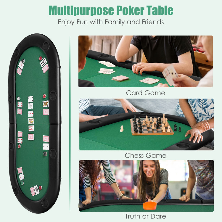 8 Players Texas Holdem Foldable Poker TableCostway Gallery View 2 of 8