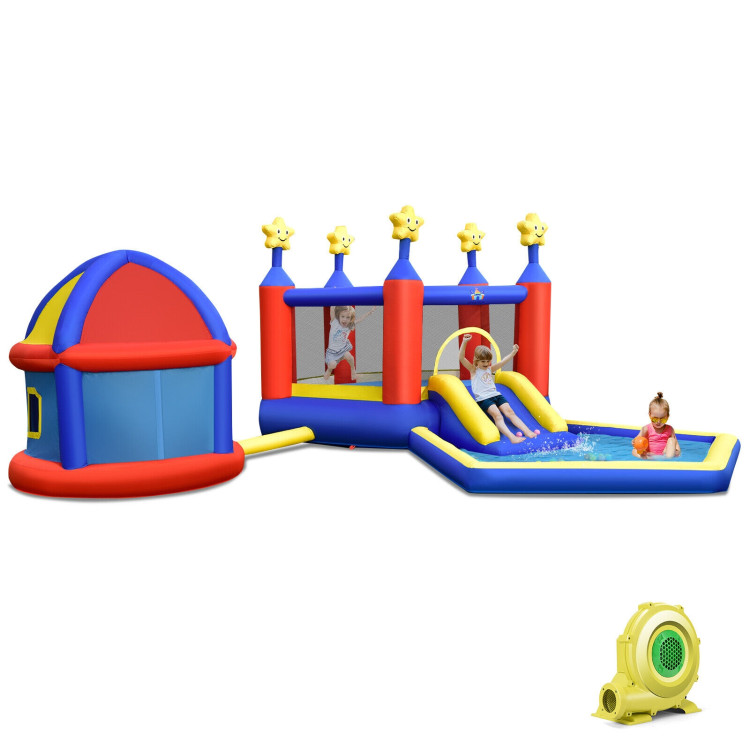 Kids Inflatable Bouncy Castle with Slide Large Jumping Area Playhouse and 735W BlowerCostway Gallery View 1 of 10