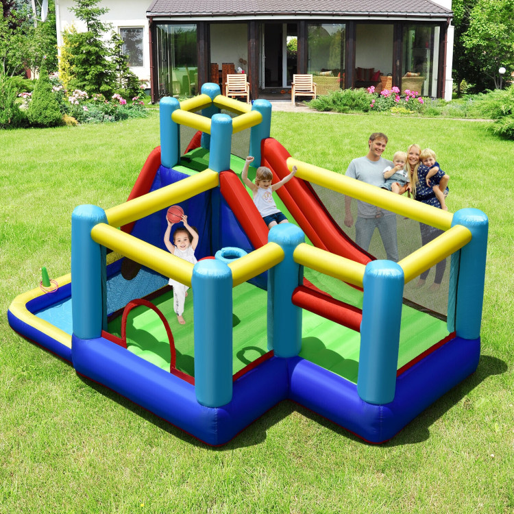 8-in-1 Kids Inflatable Bounce House with Slide without BlowerCostway Gallery View 1 of 10