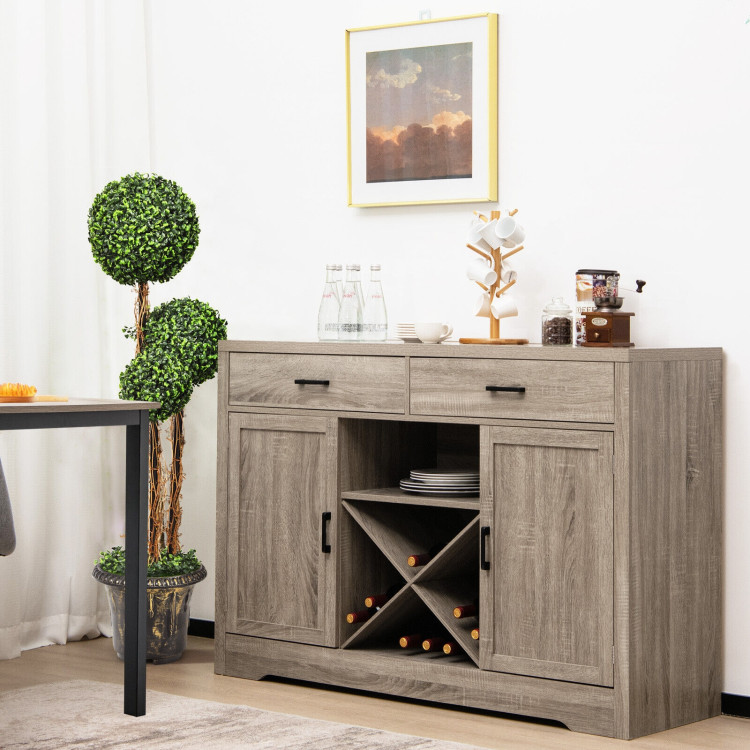Wooden Buffet Cabinet with 2 Large Storage Drawers and Detachable Wine RackCostway Gallery View 1 of 10