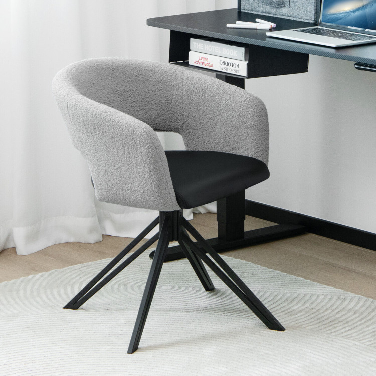 Modern Swivel Accent Chair with Solid Steel Legs-BlackCostway Gallery View 6 of 9