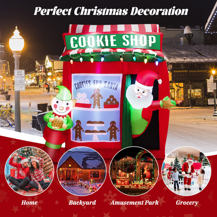 6.3 Feet Inflatable Gingerbread Cookie Shop with Santa ClausCostway Gallery View 3 of 10