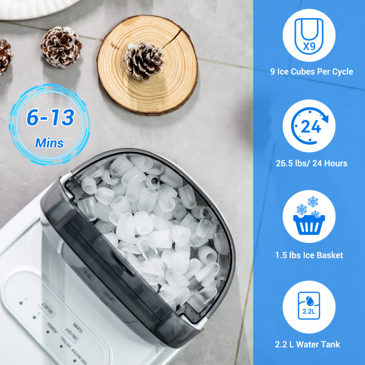 KUMIO Stainless Steel Ice Makers Countertop, 33 Lbs in 24 Hrs, 10 Bullet  Ice Ready in 6-8 Mins, Automatic Self-Cleaning, 2 Sizes of Bullet Ice for