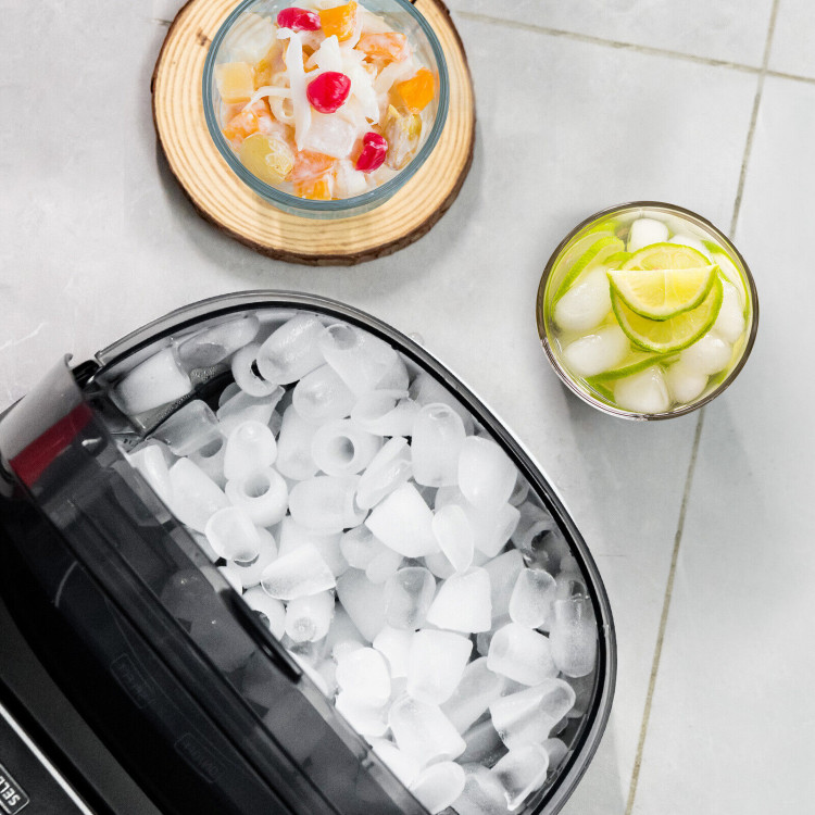 Countertop Ice Maker 26.5lbs/Day with Self-Cleaning Function and Flip Lid-BlackCostway Gallery View 7 of 10