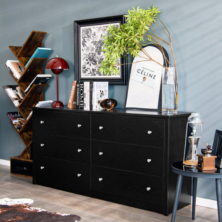Freestanding 6-Drawer Dresser with Mental Knobs for BedroomCostway Gallery View 2 of 10