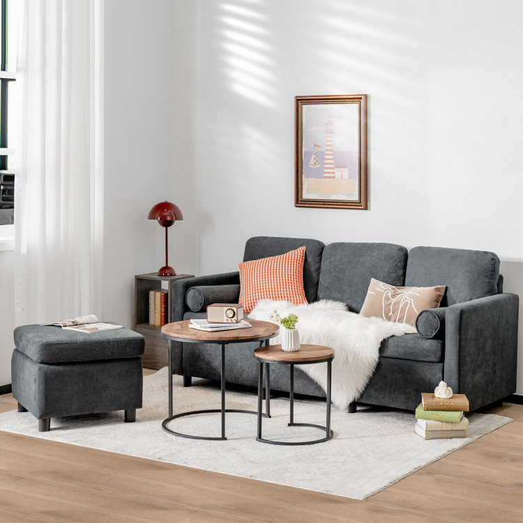 3 Seat L-Shape Movable Convertible Sectional Sofa with Ottoman-GrayCostway Gallery View 2 of 10