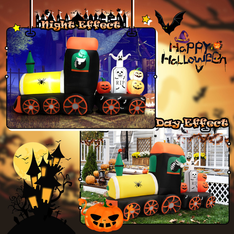 8 Feet Halloween Inflatable Skeleton Ride on Train with LED LightsCostway Gallery View 2 of 10