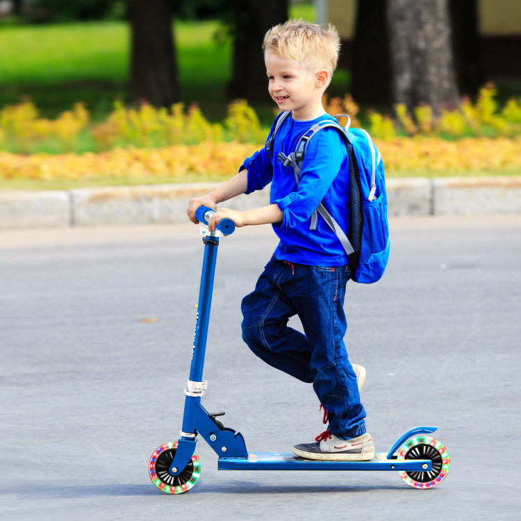 Folding Kick Scooter with 3 Adjustable Heights for Kids-BlueCostway Gallery View 1 of 8