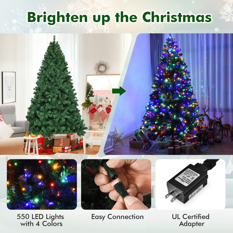 7.5 Feet Pre-Lit Artificial Spruce Christmas Tree with 550 Multicolor Lights for FestivalCostway Gallery View 8 of 10