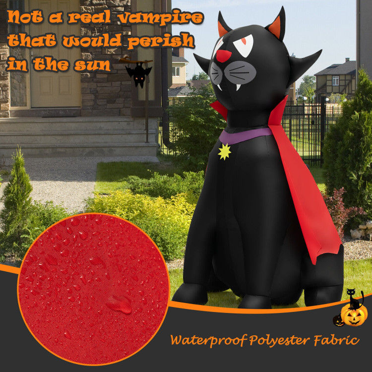 4.7 Feet Halloween Inflatable Vampire Cat with Red CloakCostway Gallery View 3 of 10