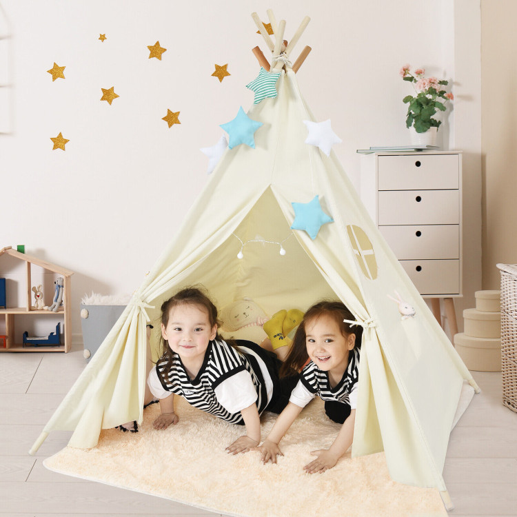 Foldable Kids Canvas Teepee Play TentCostway Gallery View 1 of 10