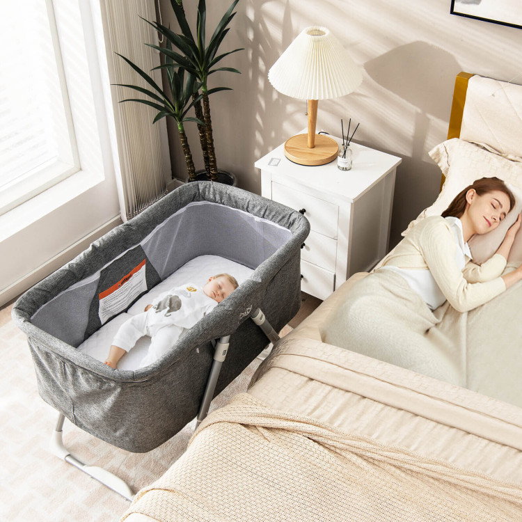 2-In-1 Baby Bassinet with Mattress and Net-GrayCostway Gallery View 2 of 11
