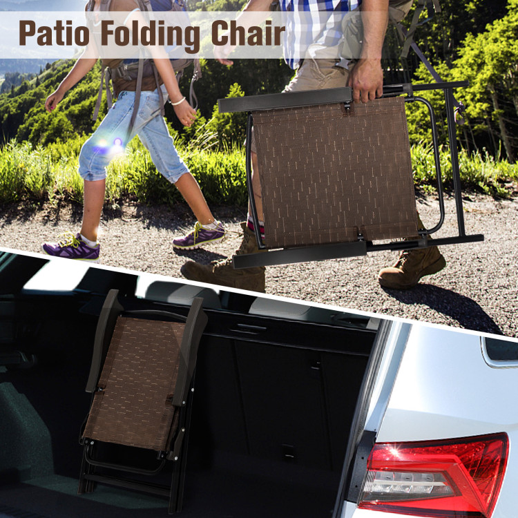 4 Pieces Folding Dining Chairs with Steel Armrests and Sling BackCostway Gallery View 8 of 12