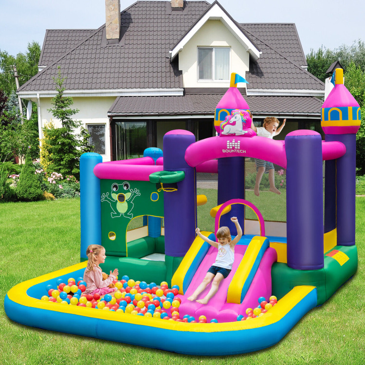 6-in-1 Kids Inflatable Unicorn-themed Bounce House with 735W BlowerCostway Gallery View 6 of 11