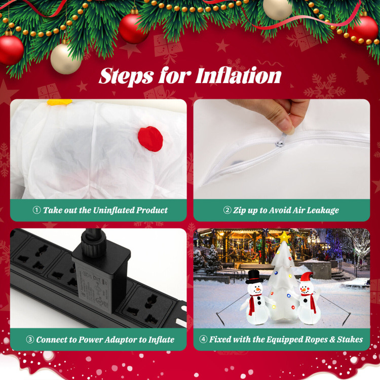Inflatable Christmas Double Snowmen Decoration with Built-in Rotating LED LightsCostway Gallery View 10 of 10