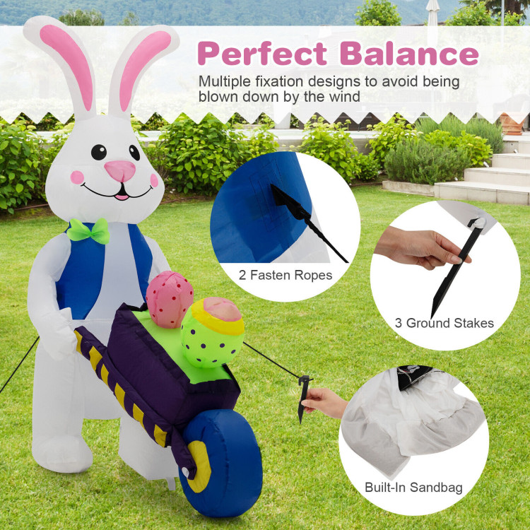 Inflatable Easter Rabbit Decoration with Pushing CartCostway Gallery View 3 of 10