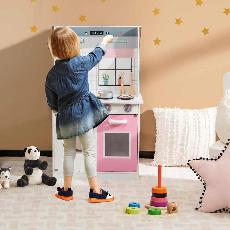 2-In-1 Kids Kitchen Playset and Dollhouse with AccessoriesCostway Gallery View 7 of 11