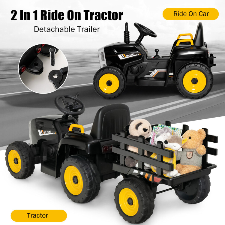 12V Ride on Tractor with 3-Gear-Shift Ground Loader for Kids 3+ Years ...