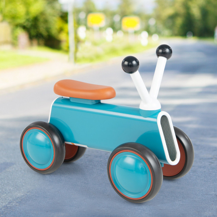 4 Wheels Baby Balance Bike without Pedal-BlueCostway Gallery View 2 of 11