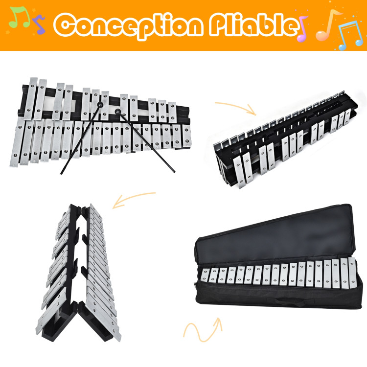 Foldable Aluminum Glockenspiel Xylophone 30 Note with BagCostway Gallery View 12 of 15