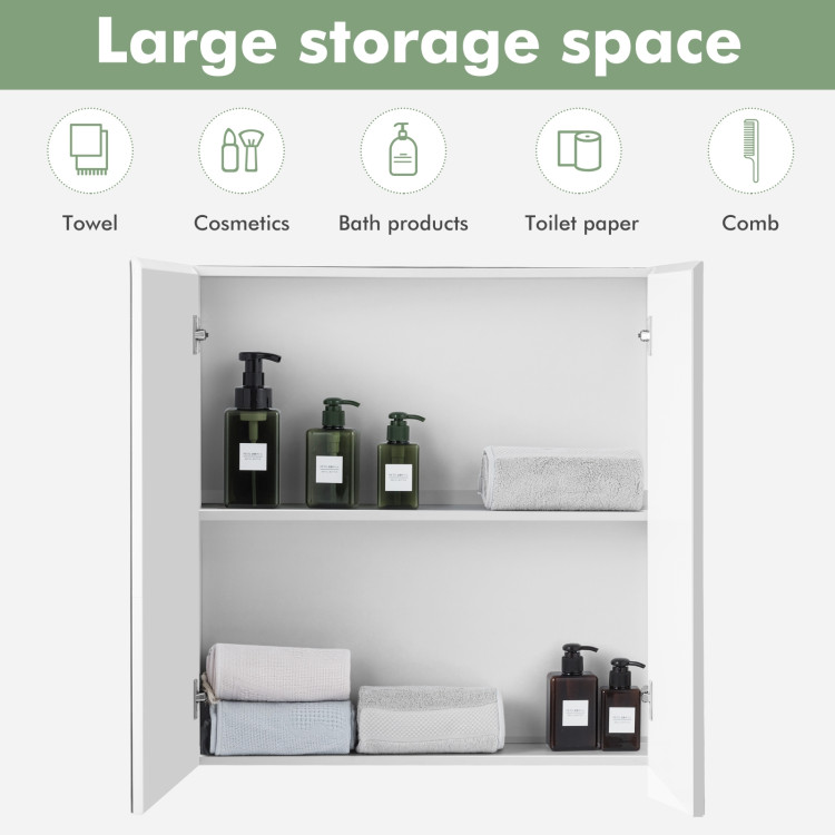 2-Tier Wall-Mounted Storage Cabinet with Double Mirror DoorsCostway Gallery View 4 of 9