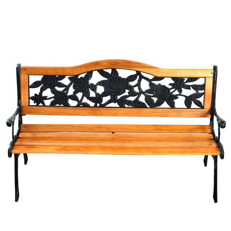 Park Garden Iron Hardwood Furniture Bench Porch Path ChairCostway Gallery View 8 of 12