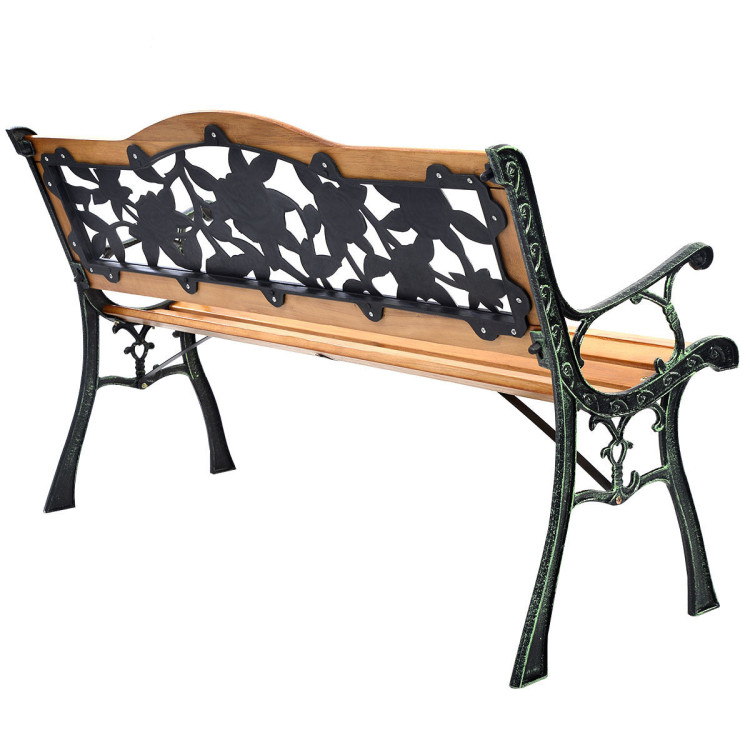 Park Garden Iron Hardwood Furniture Bench Porch Path ChairCostway Gallery View 9 of 12