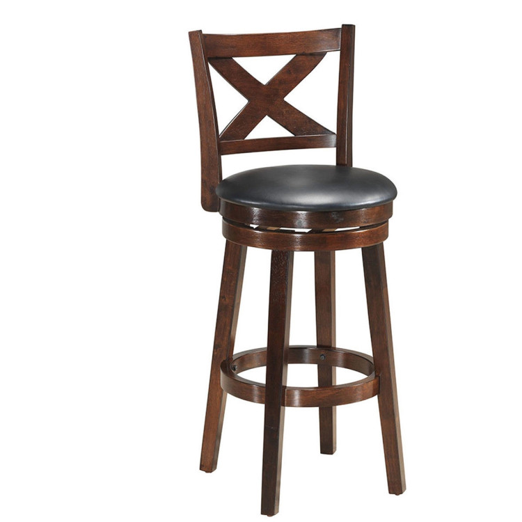 Swivel X-back Upholstered Counter Height Bar Stool with PVC Cushioned Seat-29 InchCostway Gallery View 1 of 6