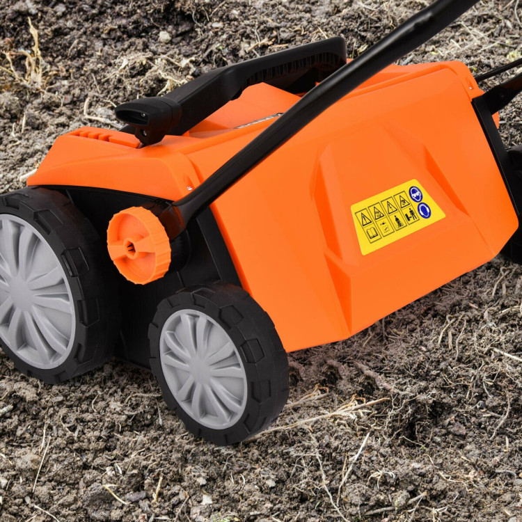 13 Amp Corded Scarifier 15 Inch Electric Lawn Dethatcher with Dual Safety Switch-OrangeCostway Gallery View 3 of 11