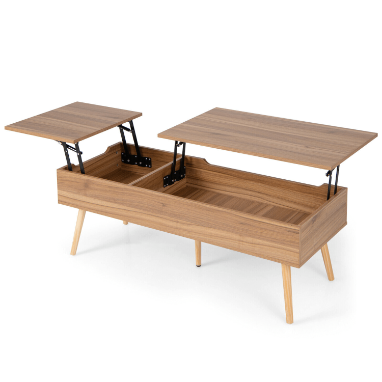 47 Inch Lift Top Coffee Table with 2 Hidden Compartments-BrownCostway Gallery View 8 of 10