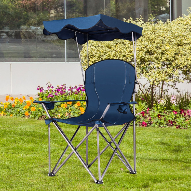 Portable Folding Beach Canopy Chair with Cup Holders-BlueCostway Gallery View 6 of 10