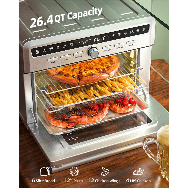 26.4 Qt 1800W 10-in-1 Air Fryer Toaster Oven with RecipeCostway Gallery View 10 of 12