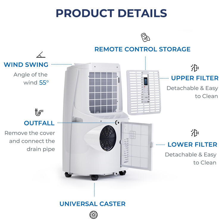12000BTU 3-in-1 Portable Air Conditioner with Remote-WhiteCostway Gallery View 9 of 9