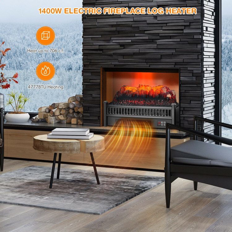 1400W Electric Fireplace Log Heater with Adjustable Flame Brightness-BlackCostway Gallery View 2 of 11