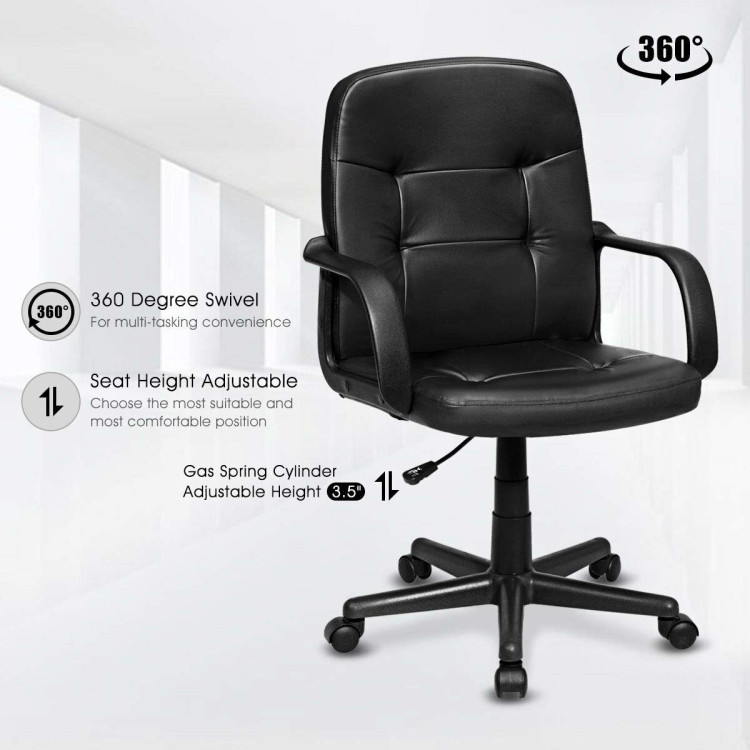 Ergonomic Mid-back Executive Office Chair Swivel Computer ChairCostway Gallery View 3 of 8