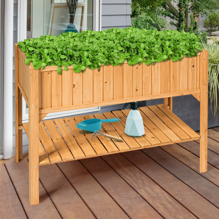 Wooden Elevated Planter Box Shelf Suitable for Garden UseCostway Gallery View 3 of 11