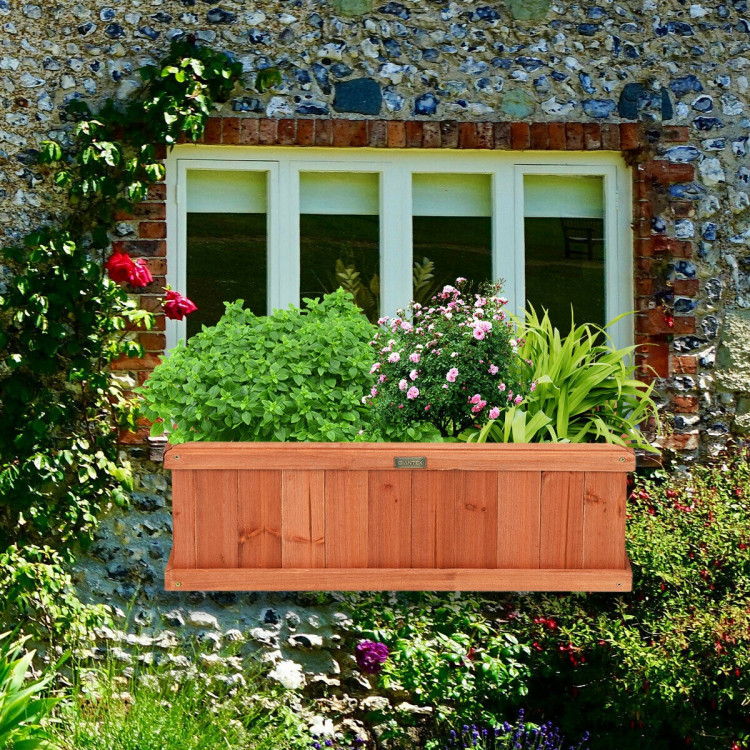 Wooden Decorative Planter Box for Garden Yard and Window Costway Gallery View 6 of 12