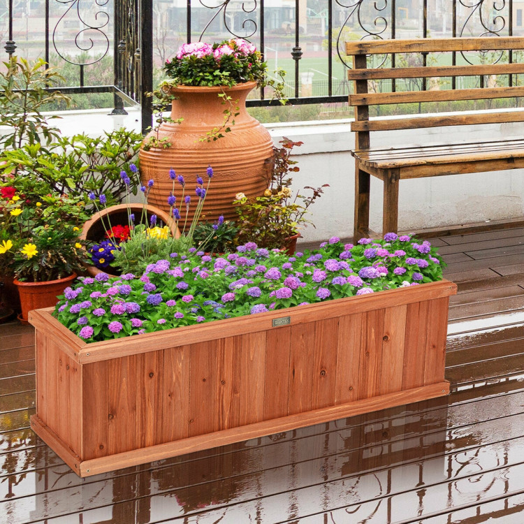 3 Feet x 3 Inch Wooden Decorative Planter Box for Garden Yard and Window Costway Gallery View 7 of 12