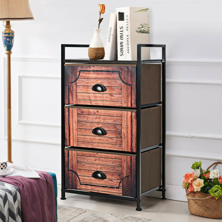 Industrial 3-Layers Fabric Dresser with Fabric Drawers and Steel FrameCostway Gallery View 6 of 11