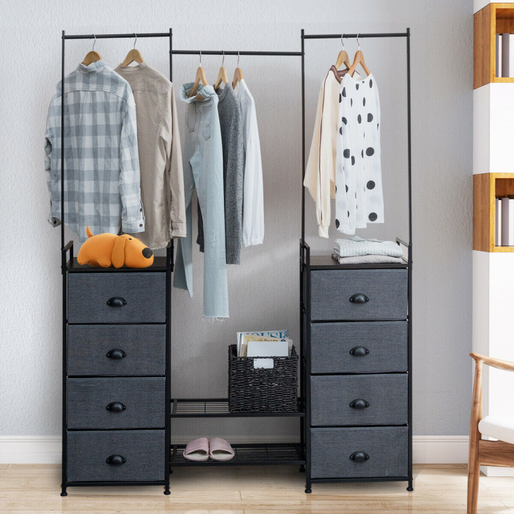 3-in-1 Portable Multifunctional  Dresser with 8 Fabric Drawers and Metal RackCostway Gallery View 16 of 20