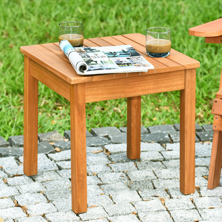 Wooden Square Patio Coffee Bistro Table-NaturalCostway Gallery View 2 of 12