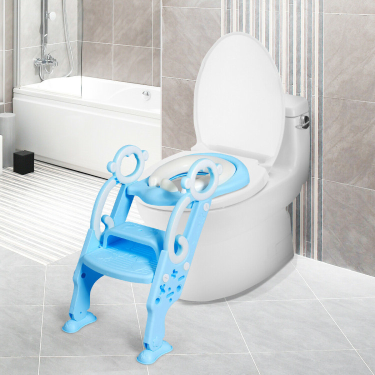 Adjustable Foldable Toddler Toilet Training Seat Chair-BlueCostway Gallery View 1 of 12