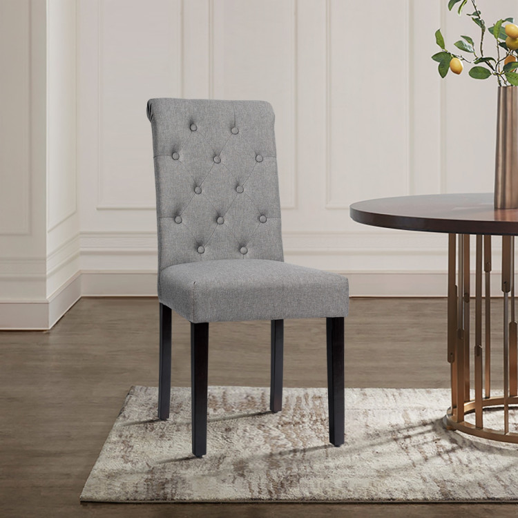 2 Pieces Tufted Dining Chair Set with Adjustable Anti-Slip Foot Pads-GrayCostway Gallery View 5 of 12