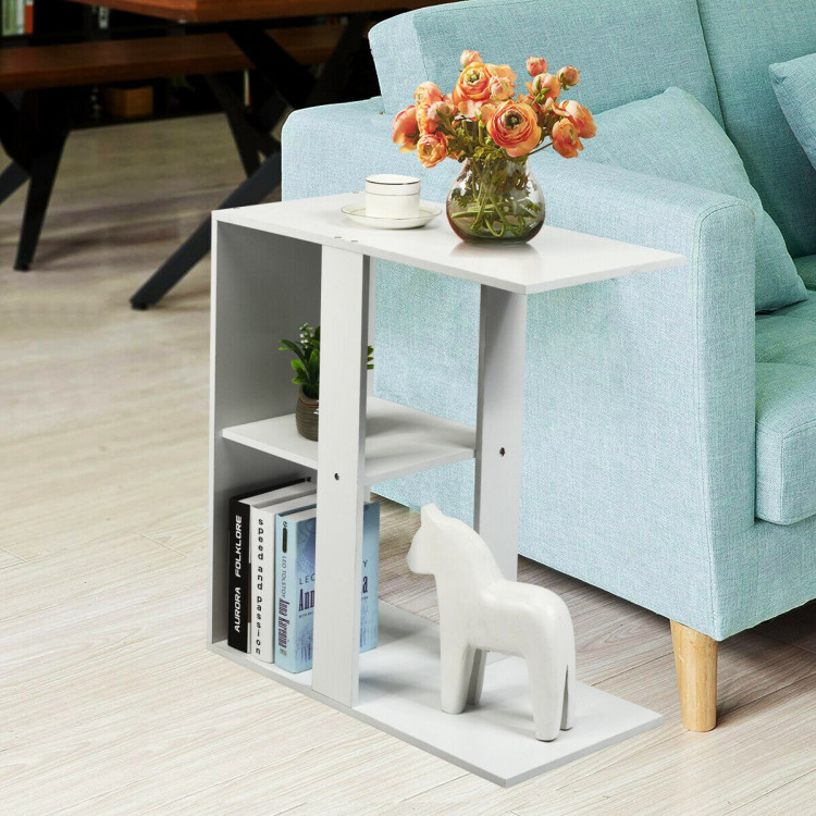 3-Tier Narrow Side Table with Storage ShelfCostway Gallery View 6 of 11