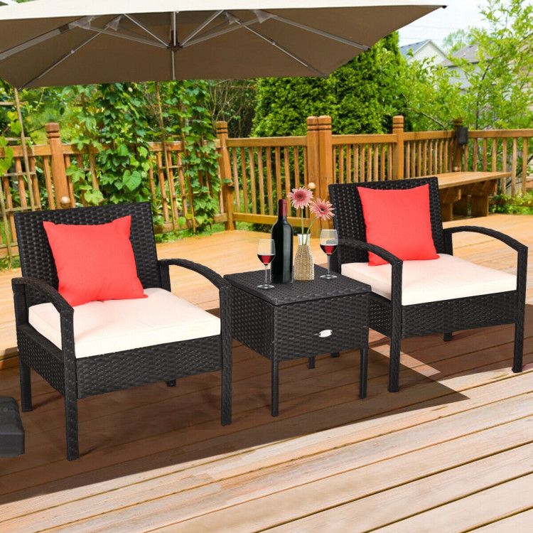 3 Piece PE Rattan Wicker Sofa Set with Washable and Removable Cushion for PatioCostway Gallery View 2 of 13